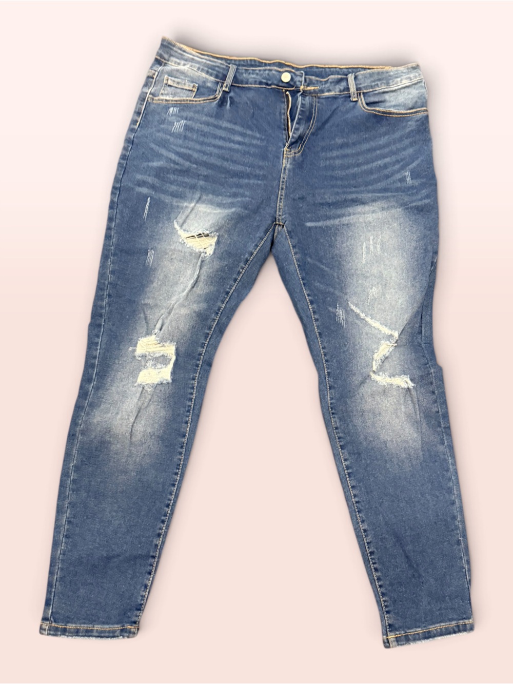 Women's Distressed Skinny Jeans - Blue